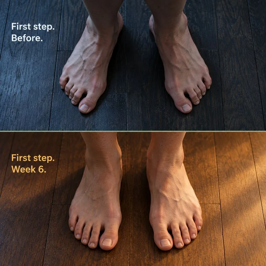 First step before vs Week 6